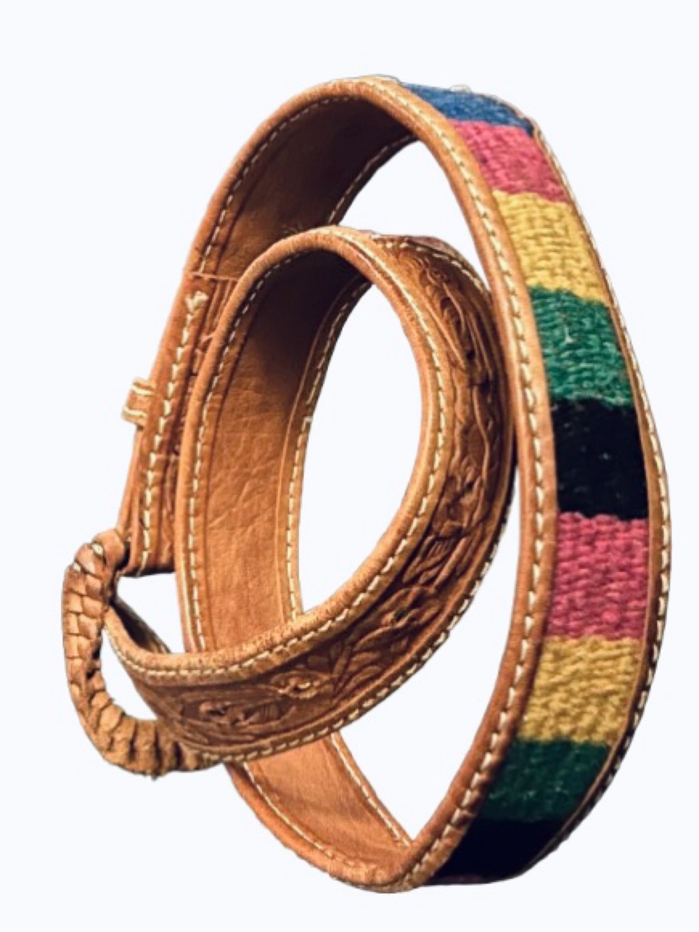 Tooled Leather OMEGA Multicolor Belt Extra Small Brown Western Country Boho